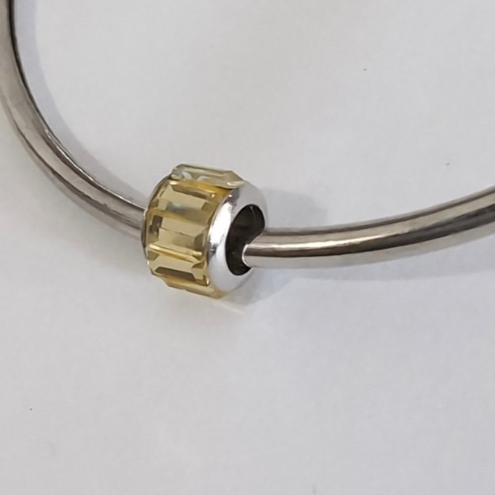 Silver Yellow Crystals Charm for Pandora Style Bracelet‎